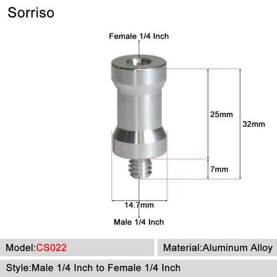 Sorriso Férfi 1/4 hüvelykes - nő 3/8 5/8 M4 M5 M6 M8 M10 Kamera Csavaros gömbfej Adapter rögzítő Telefon állványtartóhoz Állvány