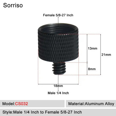 Sorriso Férfi 1/4 hüvelykes - nő 3/8 5/8 M4 M5 M6 M8 M10 Kamera Csavaros gömbfej Adapter rögzítő Telefon állványtartóhoz Állvány