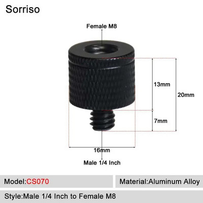 Sorriso Férfi 1/4 hüvelykes - nő 3/8 5/8 M4 M5 M6 M8 M10 Kamera Csavaros gömbfej Adapter rögzítő Telefon állványtartóhoz Állvány