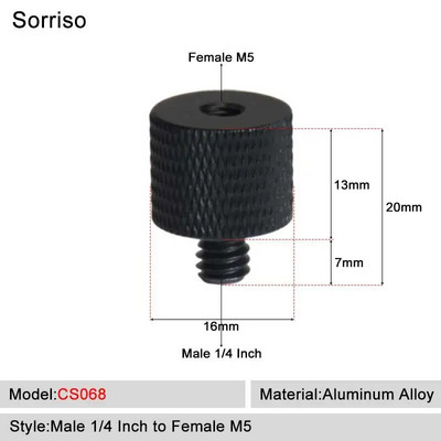 Sorriso Férfi 1/4 hüvelykes - nő 3/8 5/8 M4 M5 M6 M8 M10 Kamera Csavaros gömbfej Adapter rögzítő Telefon állványtartóhoz Állvány
