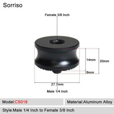 Sorriso Férfi 1/4 hüvelykes - nő 3/8 5/8 M4 M5 M6 M8 M10 Kamera Csavaros gömbfej Adapter rögzítő Telefon állványtartóhoz Állvány