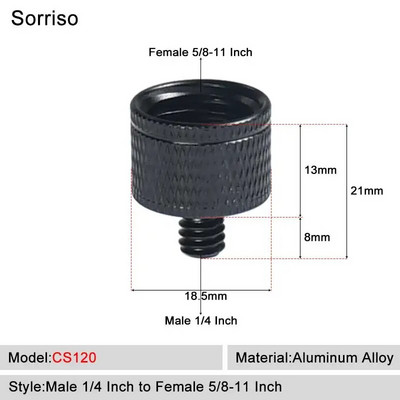 Sorriso Férfi 1/4 hüvelykes - nő 3/8 5/8 M4 M5 M6 M8 M10 Kamera Csavaros gömbfej Adapter rögzítő Telefon állványtartóhoz Állvány