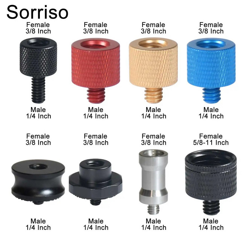 Sorriso Férfi 1/4 hüvelykes - nő 3/8 5/8 M4 M5 M6 M8 M10 Kamera Csavaros gömbfej Adapter rögzítő Telefon állványtartóhoz Állvány