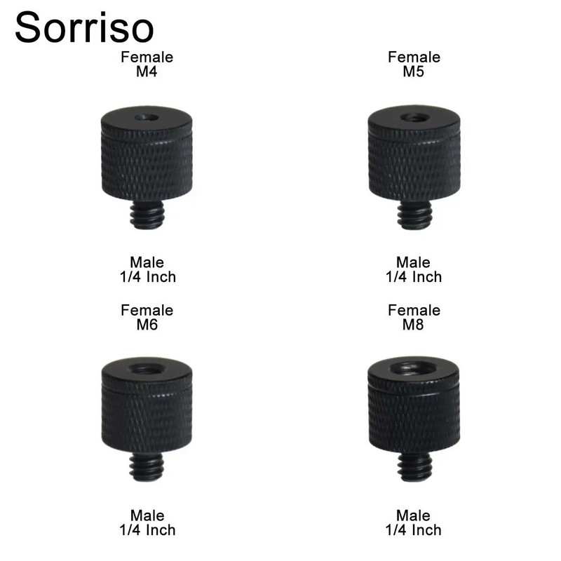 Sorriso Férfi 1/4 hüvelykes - nő 3/8 5/8 M4 M5 M6 M8 M10 Kamera Csavaros gömbfej Adapter rögzítő Telefon állványtartóhoz Állvány