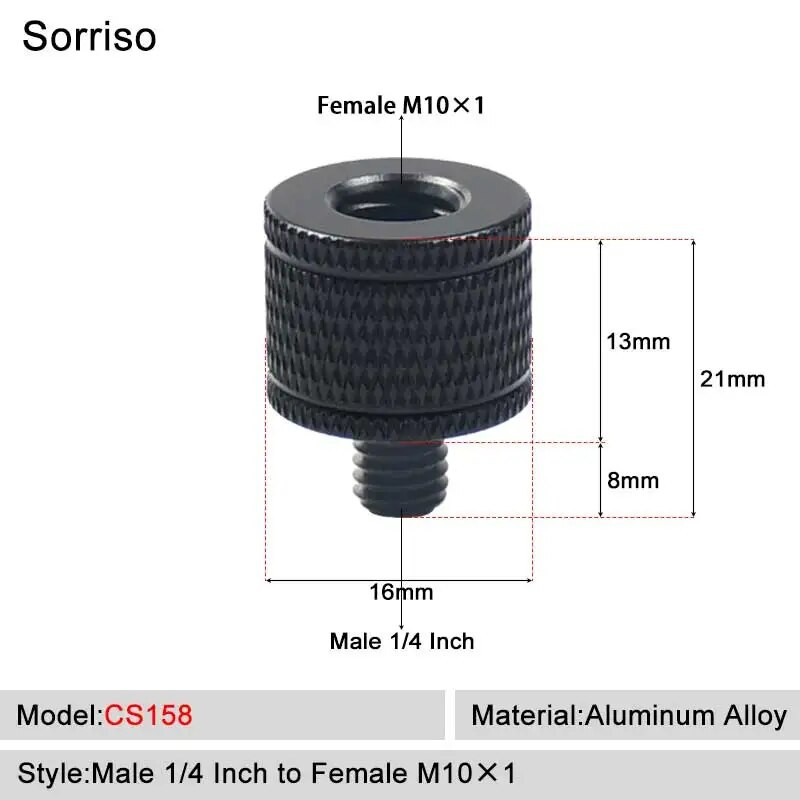 Sorriso Férfi 1/4 hüvelykes - nő 3/8 5/8 M4 M5 M6 M8 M10 Kamera Csavaros gömbfej Adapter rögzítő Telefon állványtartóhoz Állvány
