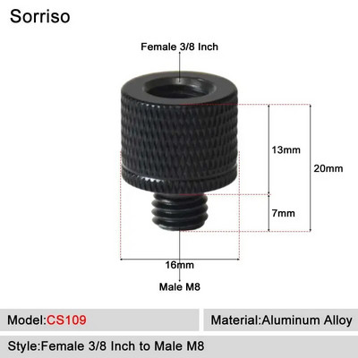 Sorriso ženski 3/8 inča na muški 1/4 3/8" 5/8" M4 M5 M6 M8 M10 M12 adapter za vijke za kameru za fotografiju na postolju za softbox svjetlo