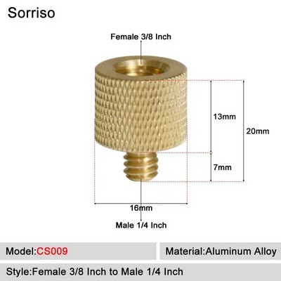 Sorriso ženski 3/8 inča na muški 1/4 3/8" 5/8" M4 M5 M6 M8 M10 M12 adapter za vijke za kameru za fotografiju na postolju za softbox svjetlo