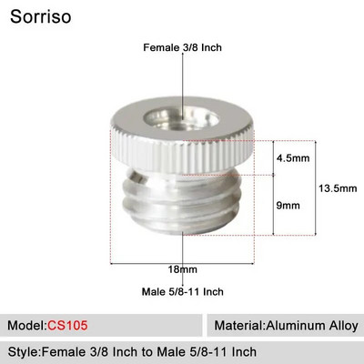 Sorriso ženski 3/8 inča na muški 1/4 3/8" 5/8" M4 M5 M6 M8 M10 M12 adapter za vijke za kameru za fotografiju na postolju za softbox svjetlo