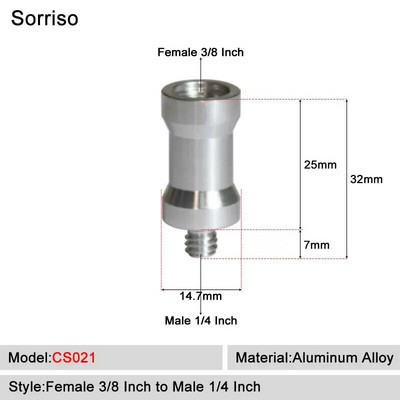 Sorriso ženski 3/8 inča na muški 1/4 3/8" 5/8" M4 M5 M6 M8 M10 M12 adapter za vijke za kameru za fotografiju na postolju za softbox svjetlo