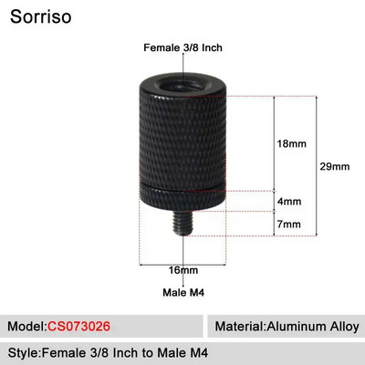 Sorriso ženski 3/8 inča na muški 1/4 3/8" 5/8" M4 M5 M6 M8 M10 M12 adapter za vijke za kameru za fotografiju na postolju za softbox svjetlo