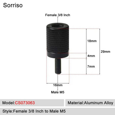 Sorriso ženski 3/8 inča na muški 1/4 3/8" 5/8" M4 M5 M6 M8 M10 M12 adapter za vijke za kameru za fotografiju na postolju za softbox svjetlo