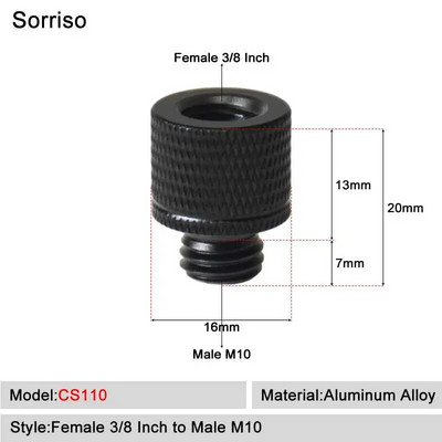 Sorriso ženski 3/8 inča na muški 1/4 3/8" 5/8" M4 M5 M6 M8 M10 M12 adapter za vijke za kameru za fotografiju na postolju za softbox svjetlo