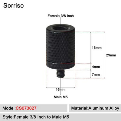 Sorriso ženski 3/8 inča na muški 1/4 3/8" 5/8" M4 M5 M6 M8 M10 M12 adapter za vijke za kameru za fotografiju na postolju za softbox svjetlo