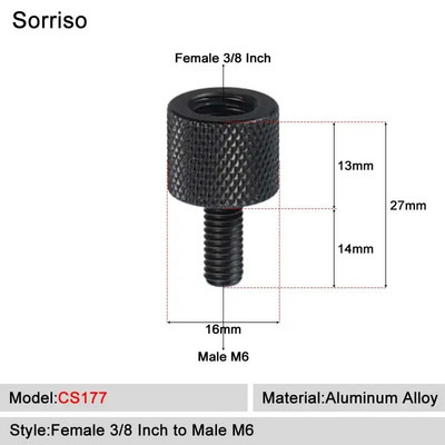Sorriso ženski 3/8 inča na muški 1/4 3/8" 5/8" M4 M5 M6 M8 M10 M12 adapter za vijke za kameru za fotografiju na postolju za softbox svjetlo