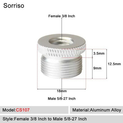 Sorriso ženski 3/8 inča na muški 1/4 3/8" 5/8" M4 M5 M6 M8 M10 M12 adapter za vijke za kameru za fotografiju na postolju za softbox svjetlo