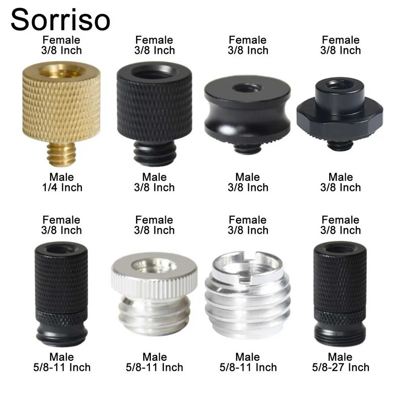 Sorriso ženski 3/8 inča na muški 1/4 3/8" 5/8" M4 M5 M6 M8 M10 M12 adapter za vijke za kameru za fotografiju na postolju za softbox svjetlo
