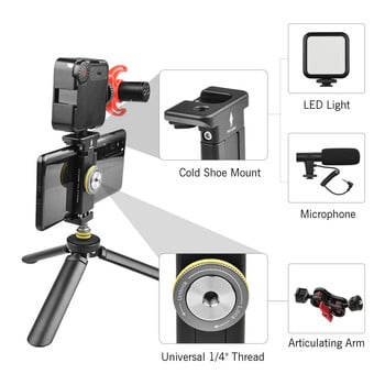 Andoer Smartphone Clamp Tripod Mount with Triple Threads 1/4-inch Threads Cold Boe Mount for Phone Microphone Light Mounting LED