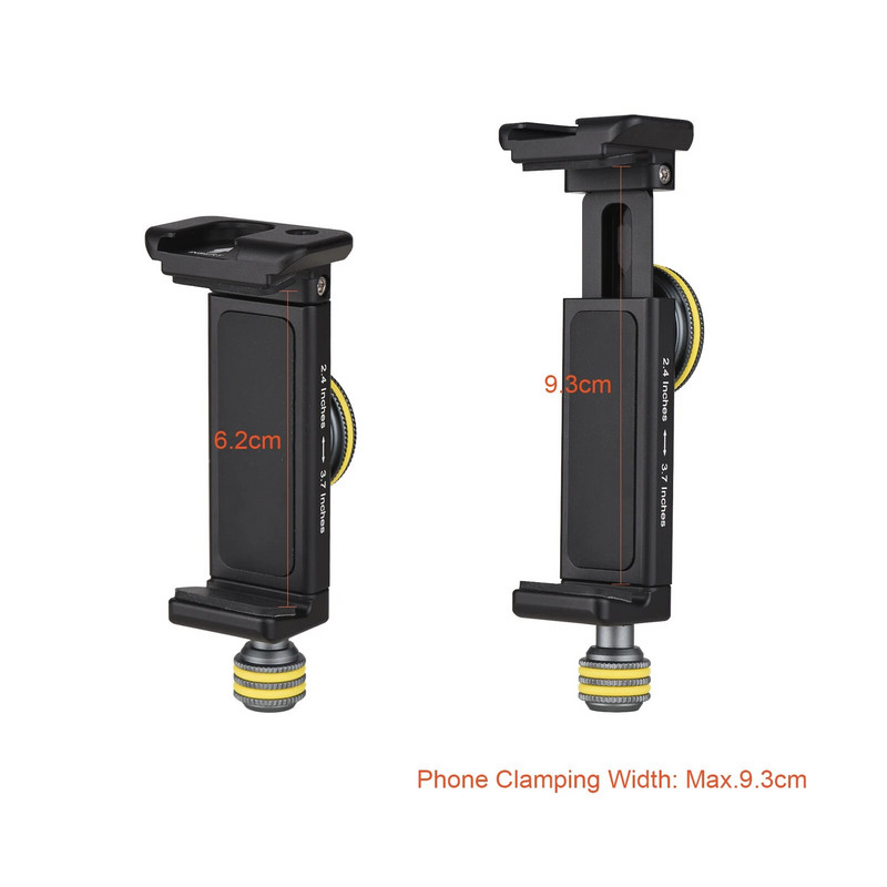 Andoer držač pametnog telefona, stezaljka, nosač za tronožac s trostrukim navojima od 1/4 inča, nosač za hladno držanje za telefonski mikrofon, montiranje LED svjetla
