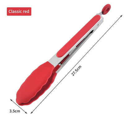 Силиконова щипка за печене на барбекю, кухненска щипка за готвене на салата и сервиране на хляб Незалепваща скоба за барбекю Скоба Инструменти от неръждаема стомана Джаджи