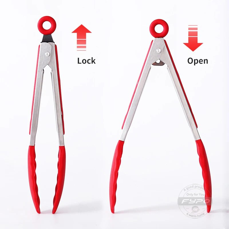 Силиконова щипка за печене на барбекю, кухненска щипка за готвене на салата и сервиране на хляб Незалепваща скоба за барбекю Скоба Инструменти от неръждаема стомана Джаджи