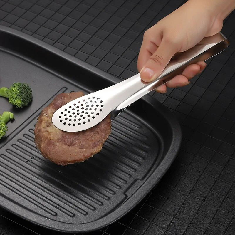 Порести удебелени против изгаряне Щипки за храна Щипки за оттичане на масло от неръждаема стомана Барбекю Пържола Месна салата Скоба за хляб Кухненски прибори