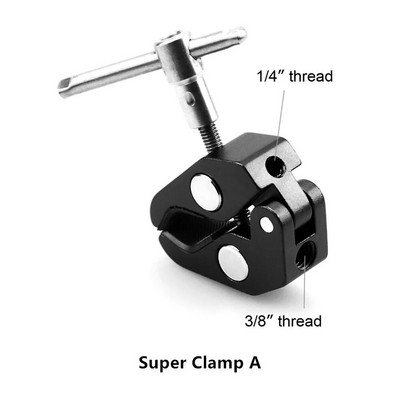 Novi aluminijski super stezni nosač sa ženskom kopčom od 3/8" 1/4" za stativ za kameru Stolni stol Magic Arm Nosač za video studio Bicikl