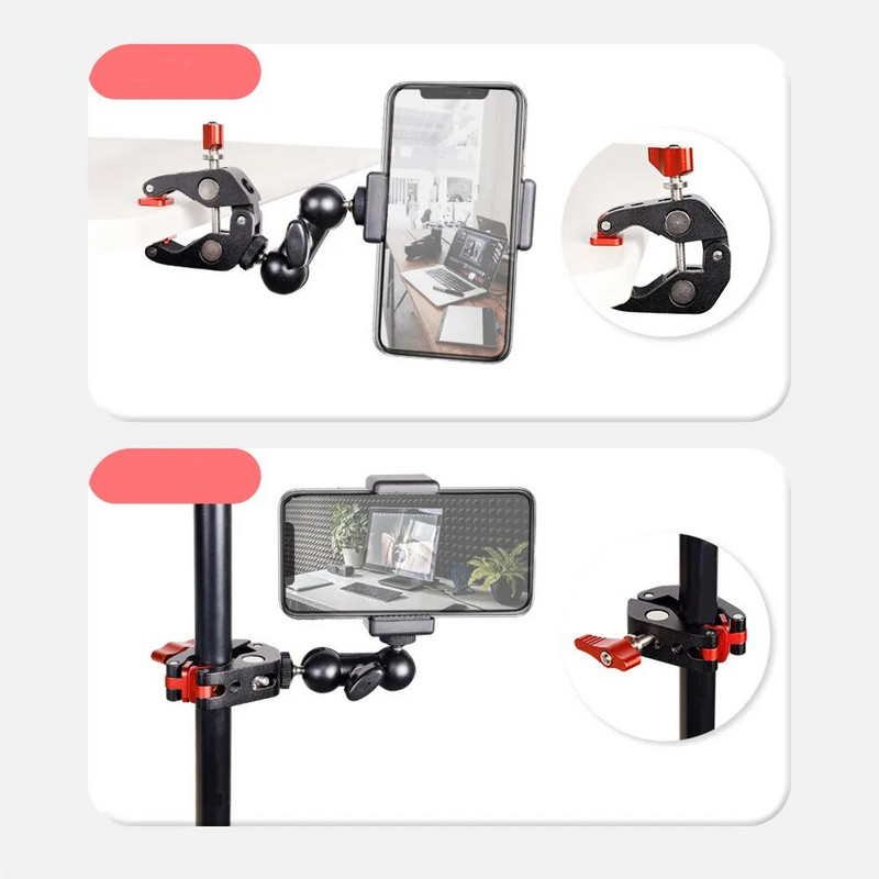 Novi aluminijski super stezni nosač sa ženskom kopčom od 3/8" 1/4" za stativ za kameru Stolni stol Magic Arm Nosač za video studio Bicikl