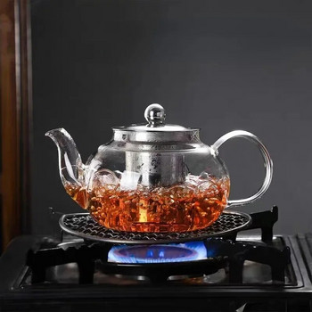 Топлоустойчива стъклена кана за чай Удебелен отопляем контейнер Чайник с инфузер от неръждаема стомана Прозрачен чайник Висококачествен чайник