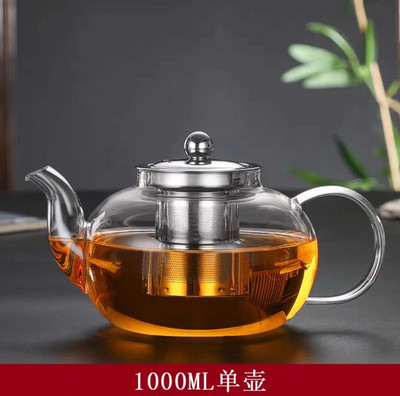 Ceainic din sticlă rezistentă la căldură Recipient îngroșat Ceainic cu infuzor din oțel inoxidabil Ceainic transparent Ceainic de înaltă calitate