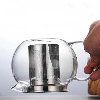Топлоустойчива стъклена кана за чай Удебелен нагрят контейнер Чайник с инфузер от неръждаема стомана Прозрачен чайник Висококачествен чайник