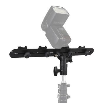 Държач за стойка за осветление за чадър за фотография, скоба за светкавица на фотоапарат и 4 стойки за горещи обувки за Speedlight DSLR Rig LCD монитор/трипод