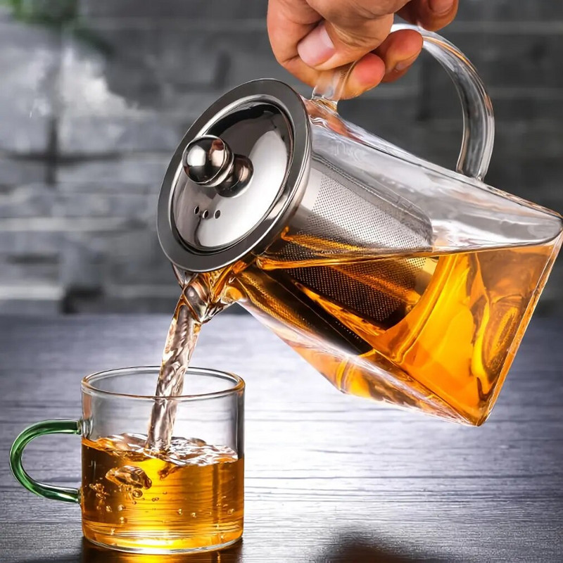 350-950 ml Kvadratni stakleni lonac za čaj Čajnik s infuzerom Filter za čaj Cvjetni kuhalo za čaj Kung Fu čaj Kuhinjski dodaci otporni na toplinu