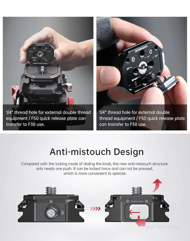 FALCAM F38 Komplet za brzo otpuštanje s više rupa F38B3404 F38 Baza za brzo otpuštanje s više rupa 3364 F38 Neklizajuća ploča za brzo otpuštanje 3301