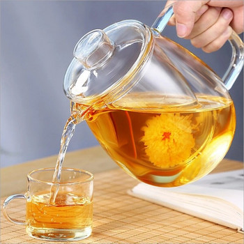 Домакински прибори за чай Стъклен чайник за печка Устойчив на топлина и висока температура, взривобезопасен Чаен инфузер Мляко Роза Чаен комплект