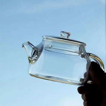 Малък капацитет Прозрачен стъклен чайник с филтър Топлоустойчив Чайник с цветя Чайник Домакински Кунг Фу Чайник Чайник