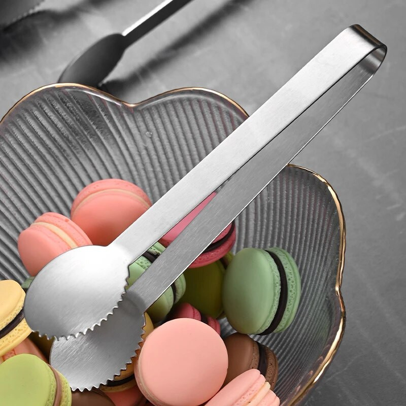 12,3 cm-es mini csúszásmentes fogak jégcukorcsipesz rozsdamentes acél ételfogó grillparti bárhoz Grill kenyérbilincs főzési kiegészítők