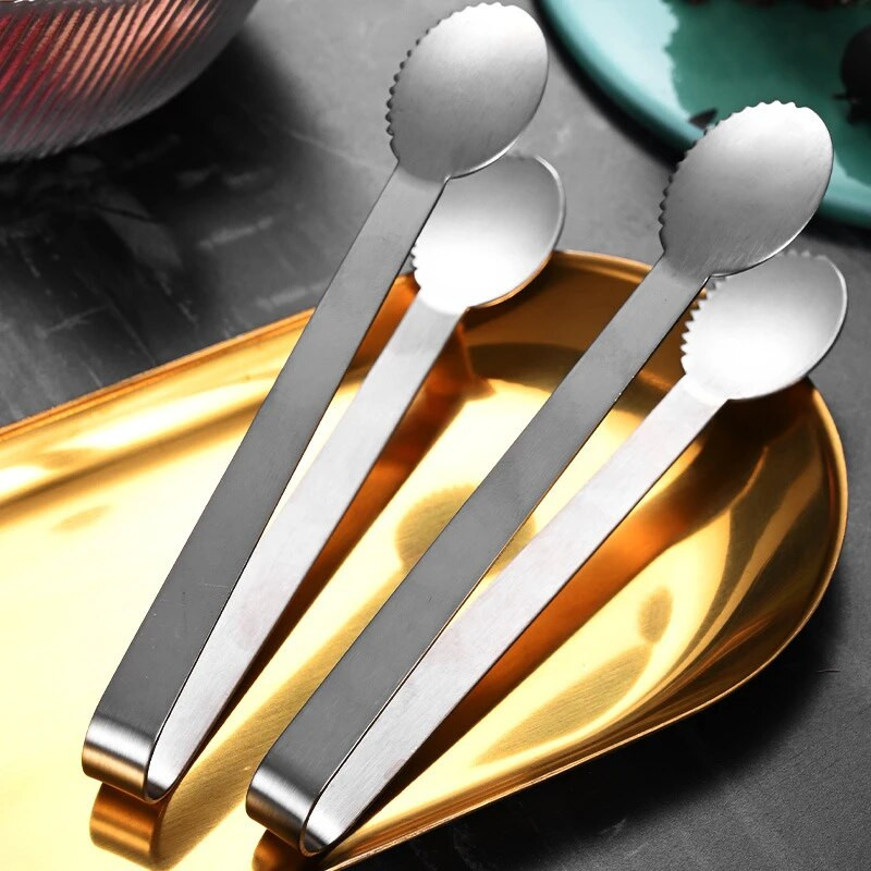 12,3 cm-es mini csúszásmentes fogak jégcukorcsipesz rozsdamentes acél ételfogó grillparti bárhoz Grill kenyérbilincs főzési kiegészítők