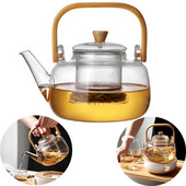 Ceainic din sticlă rezistent la căldură ceainic portabil transparent cu infuzor pentru ceai Kung Fu, cafea, ceai Puer, strecurătoare ceainic din oțel inoxidabil