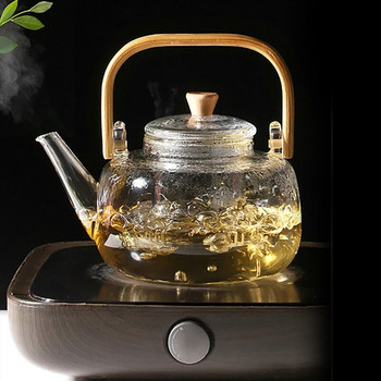 Топлоустойчив стъклен чайник Прозрачен преносим чайник с инфузер за кунг-фу чай Кафе пуер чай Цедка от неръждаема стомана Чайник