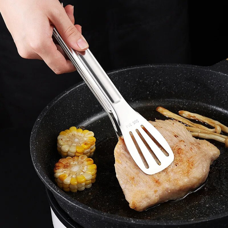 Nerūdijančio plieno maisto spaustukas kepsninės spaustukas Daugiafunkcinis kepto kepsnio spaustukas pailgintas įvairių dydžių savitarnos žnyplės Virtuvės reikmenys