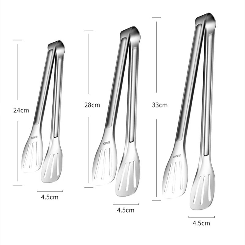 Nerūdijančio plieno maisto spaustukas kepsninės spaustukas Daugiafunkcinis kepto kepsnio spaustukas pailgintas įvairių dydžių savitarnos žnyplės Virtuvės reikmenys