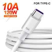 120 W 10A USB tipo C USB kabelis Super greito įkrovimo linija, skirta Xiaomi Samsung Huawei Honor Quick Charge USB C kabeliai Duomenų laidas