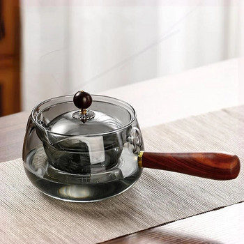 Γυάλινη τσαγιέρα 500ml με λαβή Τσαγιέρα Ηλεκτρική κεραμική φούρνος περιστρεφόμενη συσκευή τσαγιού High-end κινέζικο σετ καφέ Ανθεκτική στη θερμότητα Τσαγιέρα