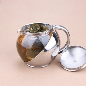 500 мл нова стъклена сферична кана за чай от неръждаема стомана, комплект за чай с цветя пуер чайник чайник за кафе удобен инфузер офис дома