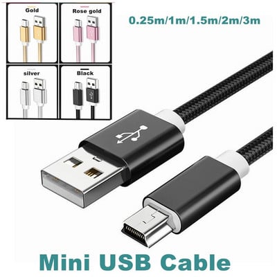 3M 1M 0,25M Mini USB 5-pinski kabel Mini USB na USB punjač za brze podatke Kratki kabel za MP3 MP4 player Auto DVR GPS Digitalna kamera HDD