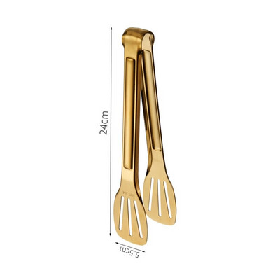 Нехлъзгаща се златна щипка за сервиране на храна от неръждаема стомана Топлоустойчива скоба за пържоли за барбекю Скоба за торта Хляб Кухненски аксесоари