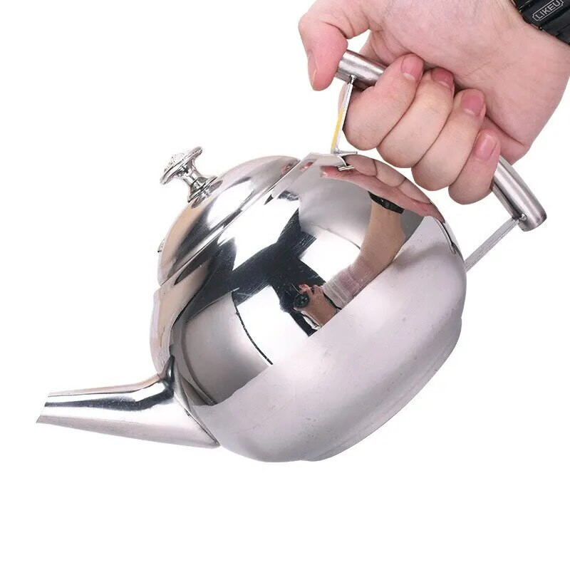 1,5 л удебелен чайник от неръждаема стомана с филтър за чаени листа Инфузер Домашен хотел Чайник за кафе Ресторант Сребърен чайник Чайник