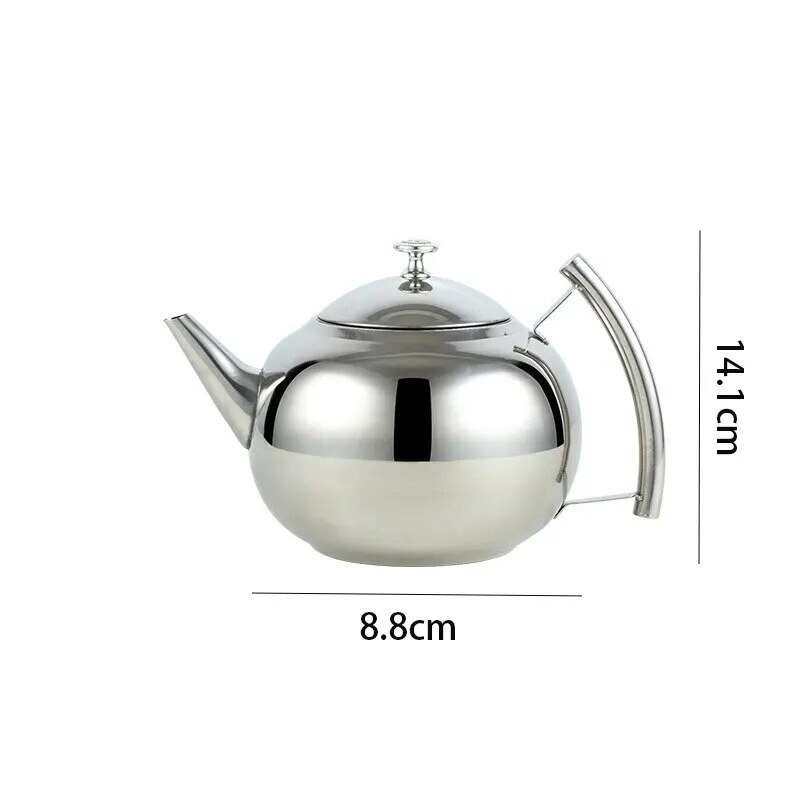 1,5 л удебелен чайник от неръждаема стомана с филтър за чаени листа Инфузер Домашен хотел Чайник за кафе Ресторант Сребърен чайник Чайник