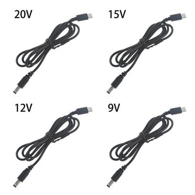 USB C Tip C PD na 9V 12V 15V 20V 5.5x2.1mm Kabel za napajanje za bežični usmjerivač Laptop LED traka Zvučnik CCTV kamera