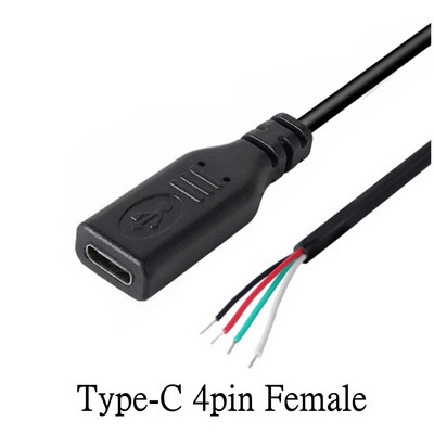 Micro USB 2.0 A ženski muški utičnica Produžni kabel napajanja 4 Pin 2 Pin 4 Žice DIY Data Line Kabel za punjenje Type-C Žica 1 m 2 m